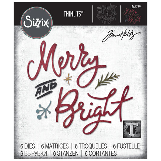 Sizzix Thinlits Die Set 6PK Merry & Bright by Tim Holtz - Ships from 15th October