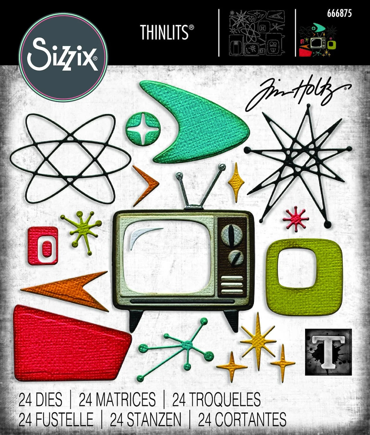 Tim Holtz Thinlits Die Set - Vault Atomic Retro