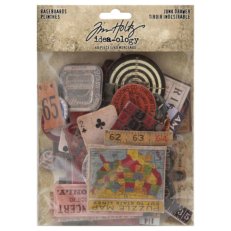 Idea-ology Tim Holtz Chipboard Baseboards 40 Pcs - Junk Drawer