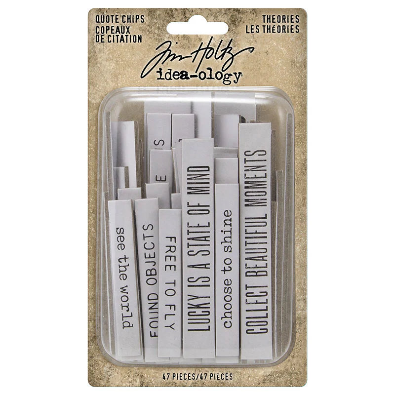 Idea-ology Tim Holtz Chipboard Quote Chips 47 Pcs - Theories