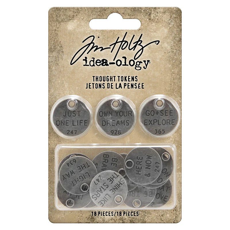 Idea-ology Tim Holtz Metal Adornments 18 Pcs - Thought Tokens