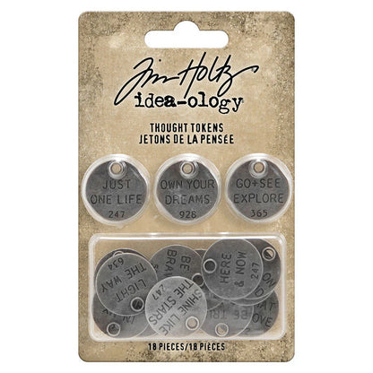 Idea-ology Tim Holtz Metal Adornments 18 Pcs - Thought Tokens
