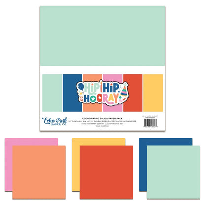 Echo Park Paper Co. Hip Hip Hooray 12x12 Inch Coordinating Solids Paper Pad