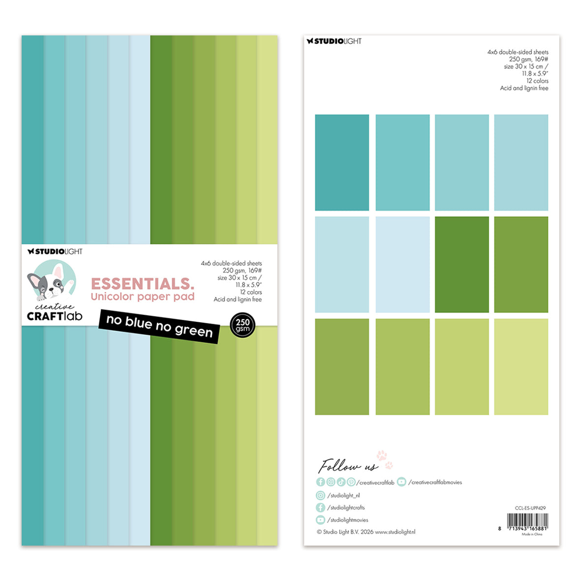 Creative Craftlab Essentials Unicolor Paper pad No blue no green Essentials (24 Sheets)