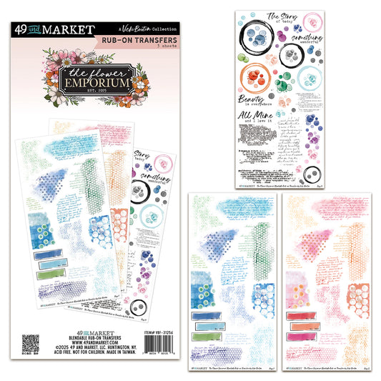 49 and Market The Flower Emporium Blendable Rub-on Transfers
