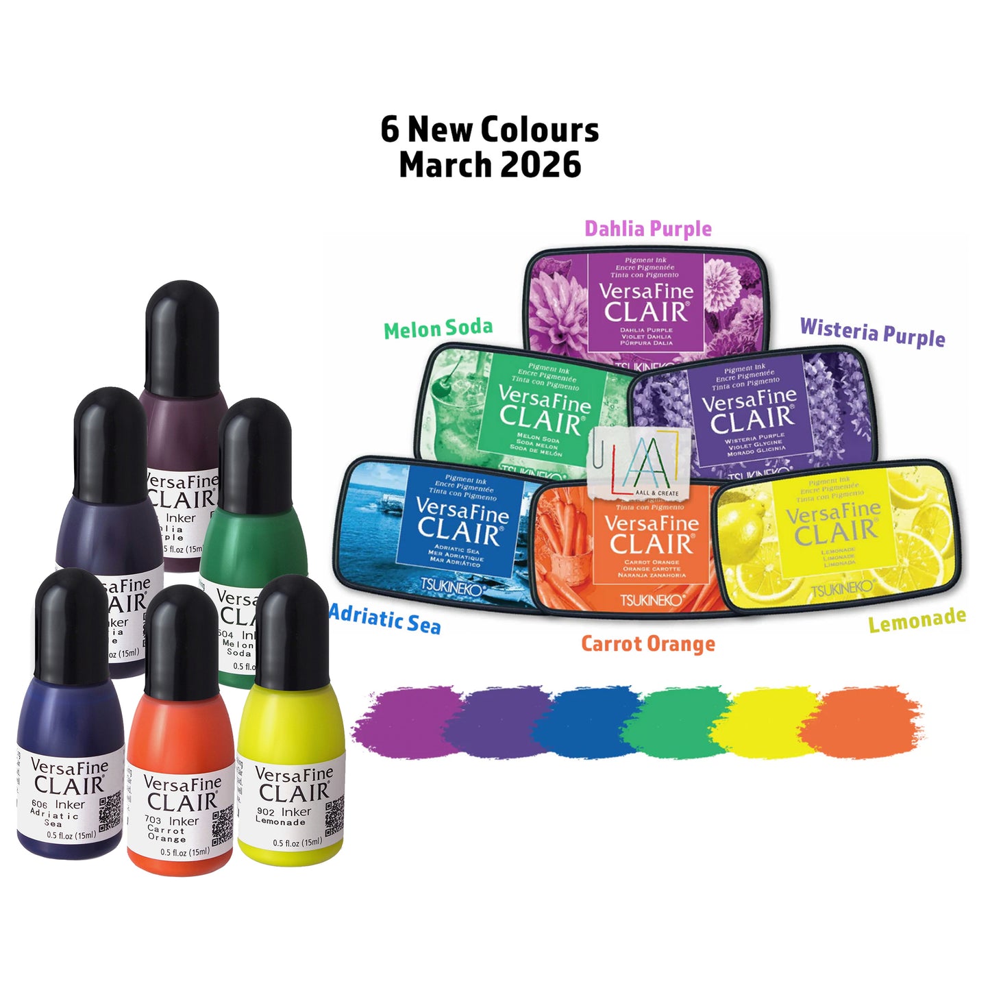 Tsukineko VersaFine Clair 6x NEW March 2026 Inkpads + Reinkers
