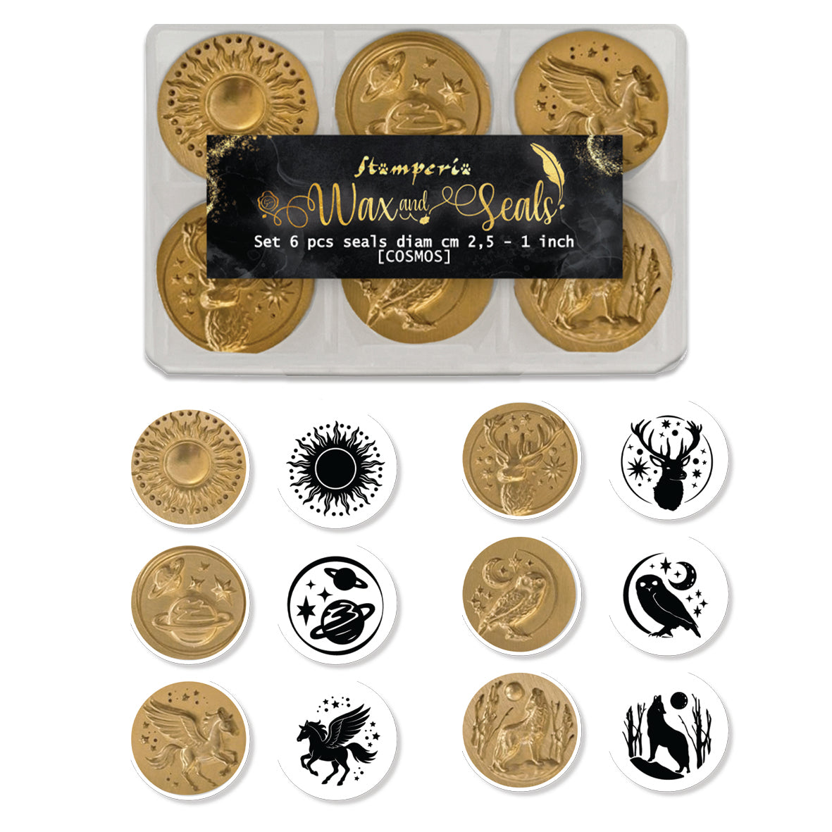 Stamperia Cosmos Wax and Seals (6 seals) by Cristina Radovan