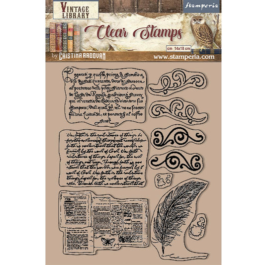 Stamperia 14 cm x 18 cm Acrylic Stamp Vintage Library Calligraphy