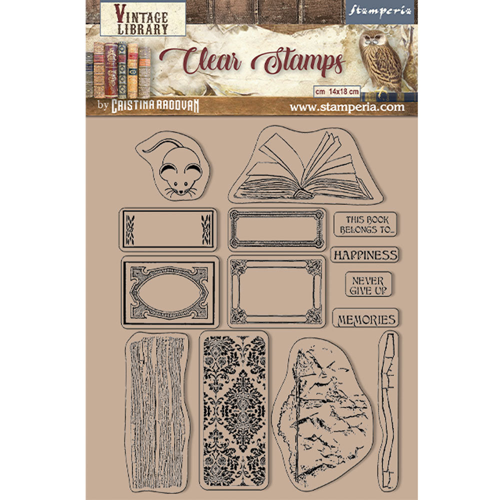 Stamperia 14 cm x 18 cm Acrylic Stamp Vintage Library Labels