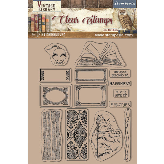 Stamperia 14 cm x 18 cm Acrylic Stamp Vintage Library Labels