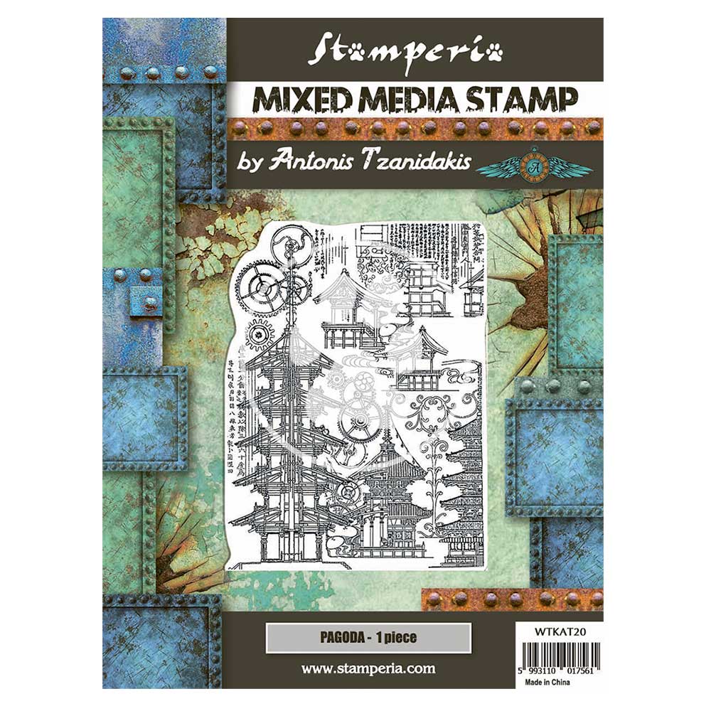 Stamperia 15 cm x 20 cm Stamp Sir Vagabond In Japan Pagoda