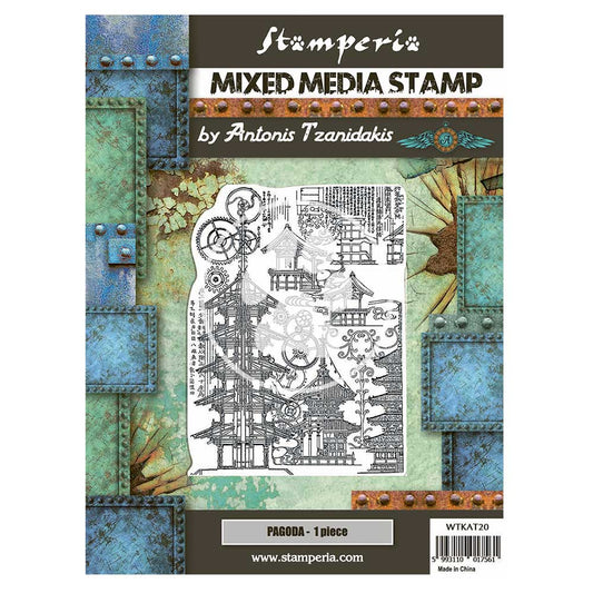Stamperia 15 cm x 20 cm Stamp Sir Vagabond In Japan Pagoda