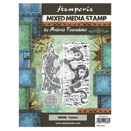 Stamperia 15 cm x 20 cm Stamp Sir Vagabond In Japan Dragon