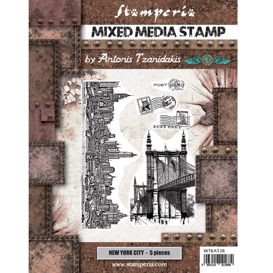 Stamperia 15 cm x 20 cm Mixed Media Stamp Sir Vagabond Aviator New York City