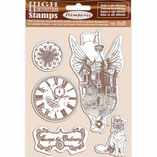 Stamperia 14 cm x 18 cm HD Rubber Stamp Lady Vagabond Flying Ship