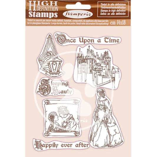Stamperia 14 cm x 18 cm HD Rubber Stamp Sleeping Beauty Once Upon a Time
