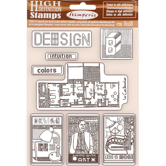 Stamperia 14 cm x 18 cm HD Rubber Stamp Bauhaus Design