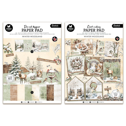 Studio Light Essentials Winter Woodland Card Making & Die Cut Paper Pad Bundle