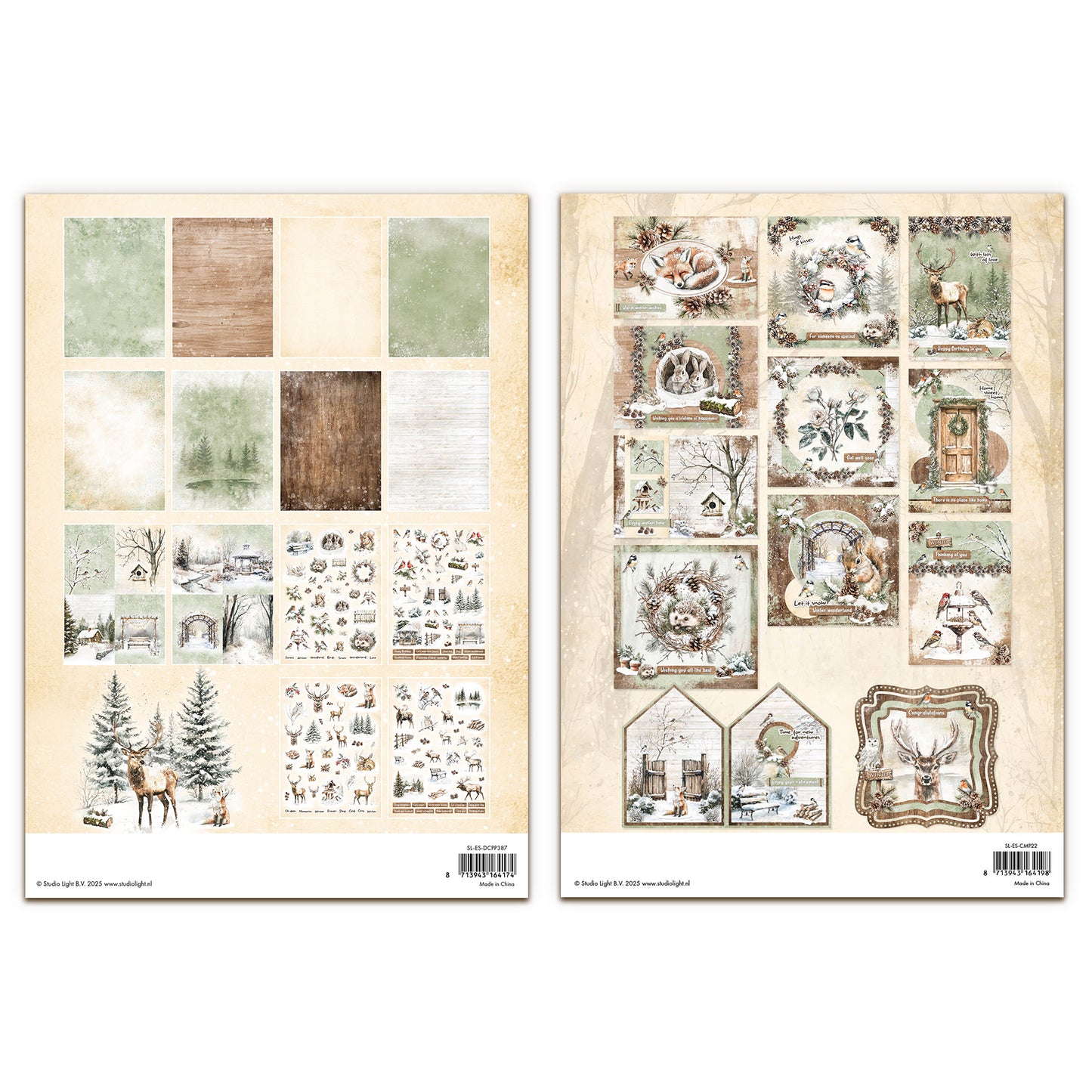Studio Light Essentials Winter Woodland Card Making & Die Cut Paper Pad Bundle