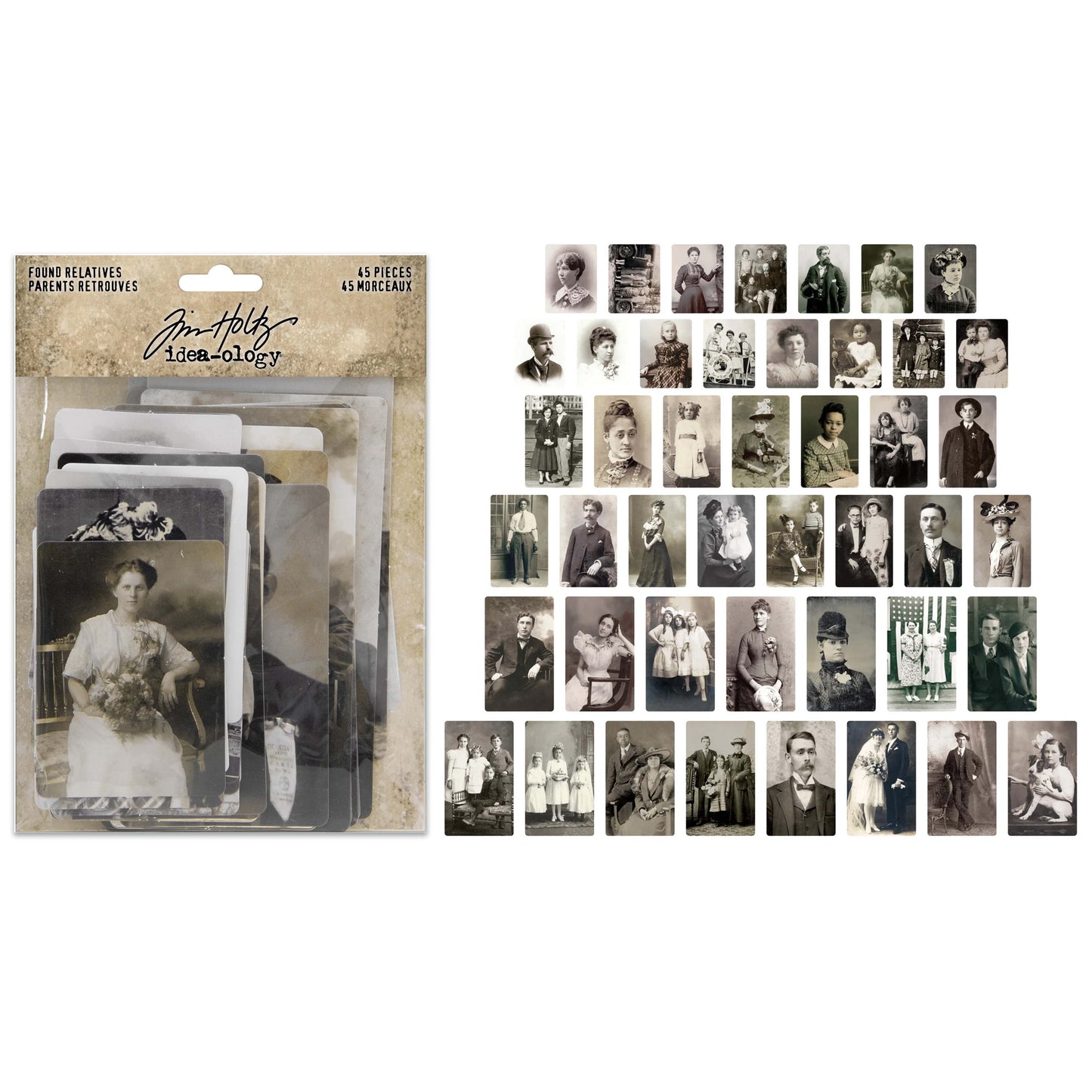 Idea-ology Tim Holtz Found Relative Vintage Portraits - 45 Pcs