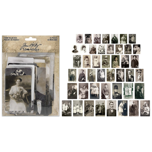Idea-ology Tim Holtz Found Relative Vintage Portraits - 45 Pcs
