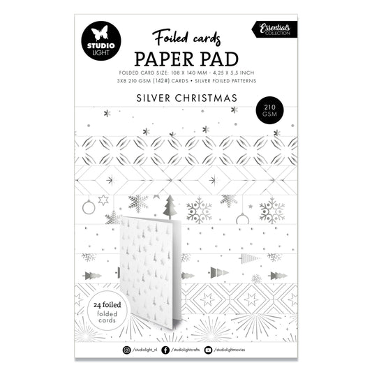 Studio Light Essentials Foiled Cards Silver Patterns