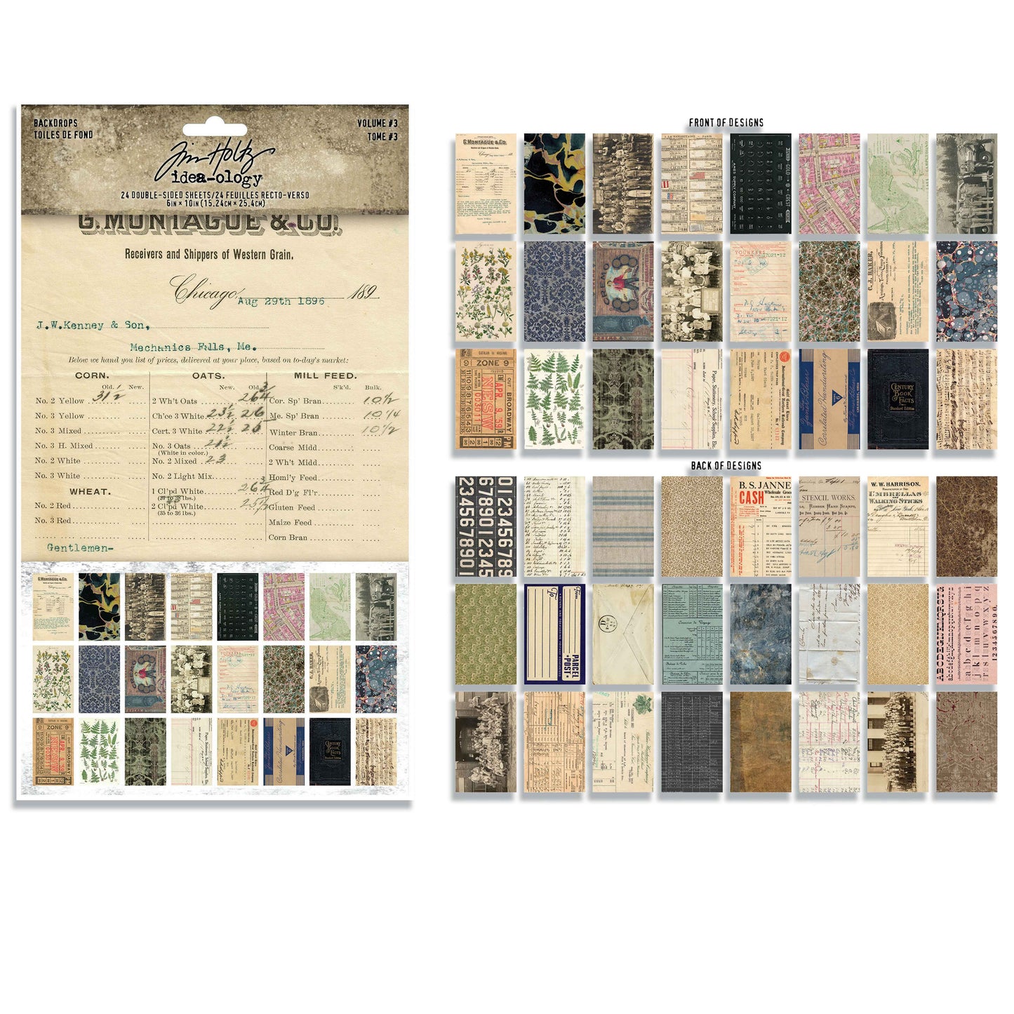 Idea-ology Tim Holtz Backdrops Double-sided Cardstock 6"x10" 24 Sheets - Volume #3