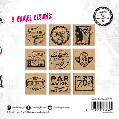 Art By Marlene Signature Collection Wooden Stamp Set - ABM Postage Stamps (9pcs)