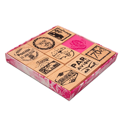 Art By Marlene Signature Collection Wooden Stamp Set - ABM Postage Stamps (9pcs)