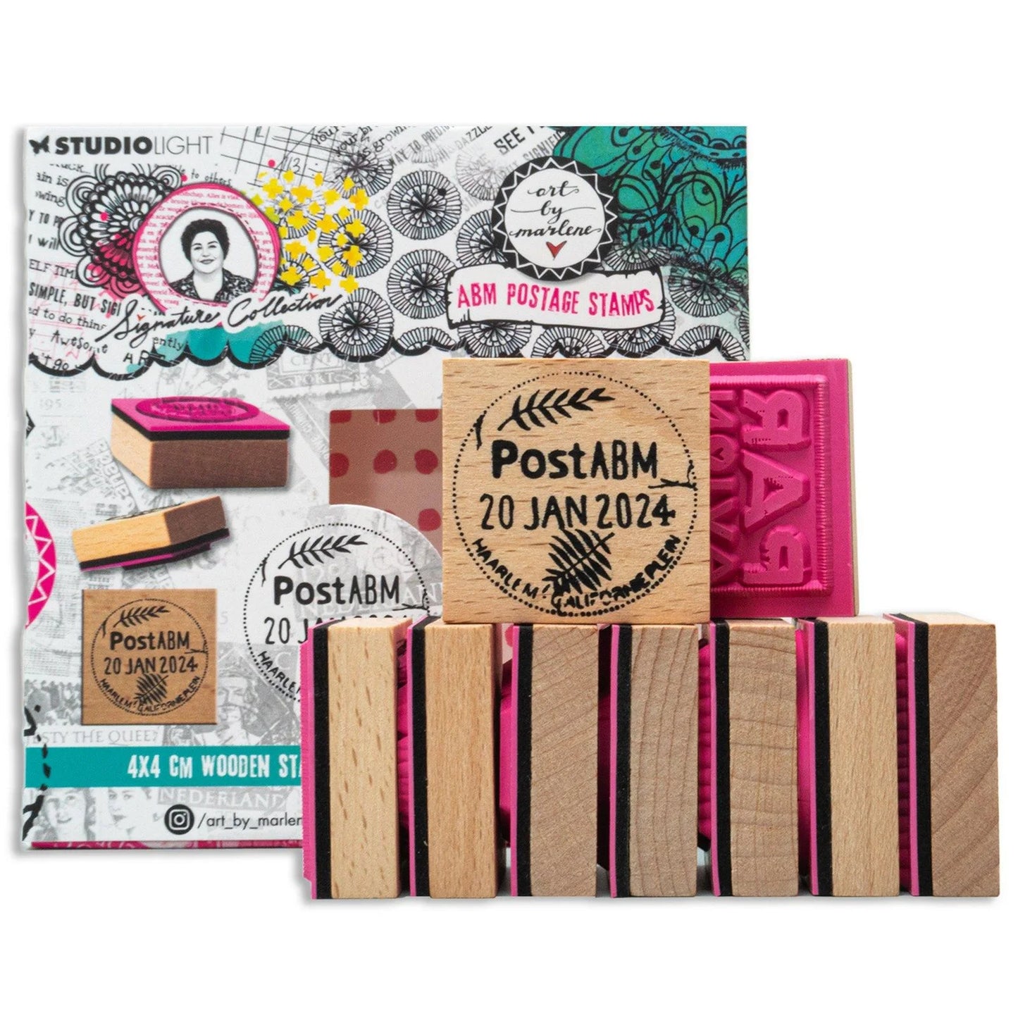 Art By Marlene Signature Collection Wooden Stamp Set - ABM Postage Stamps (9pcs)