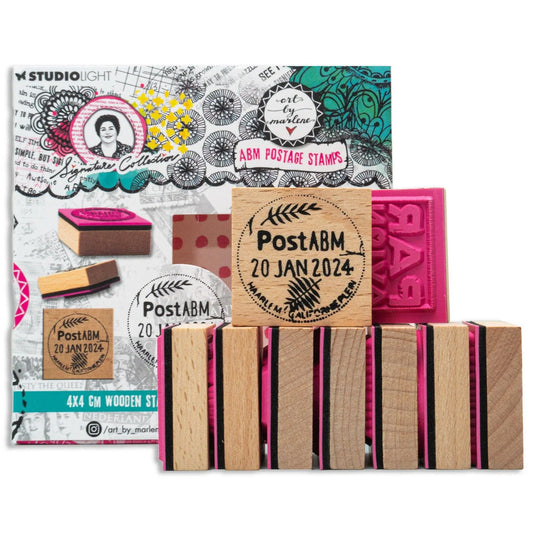 Art By Marlene Signature Collection Wooden Stamp Set - ABM Postage Stamps (9pcs)
