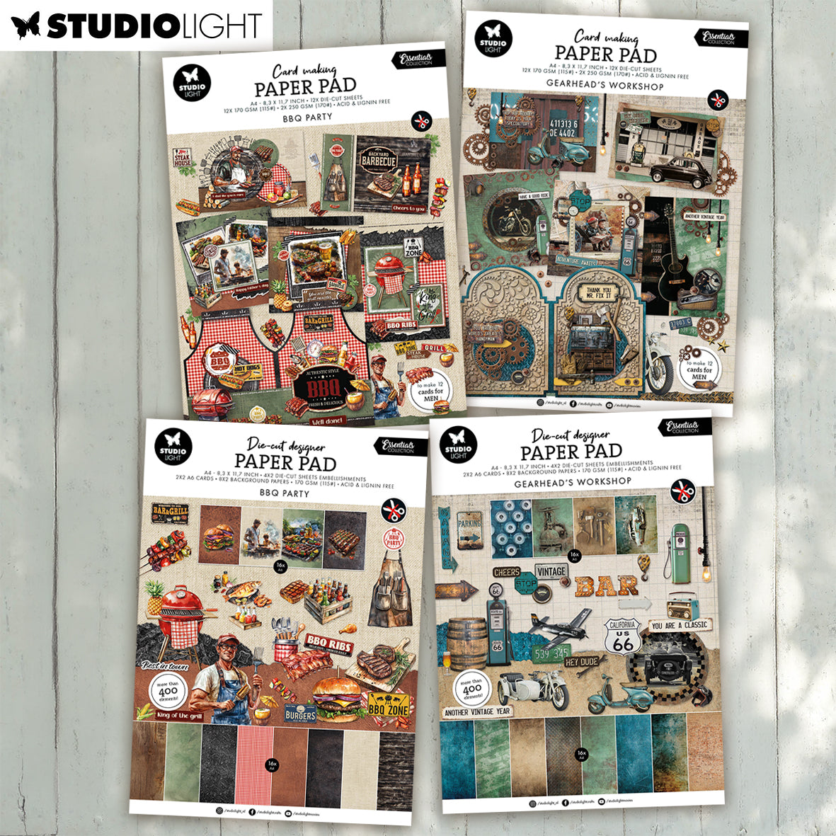 Studio Light Cardmaking Pad BBQ Party & Gearhead workshop Essentials Bundle