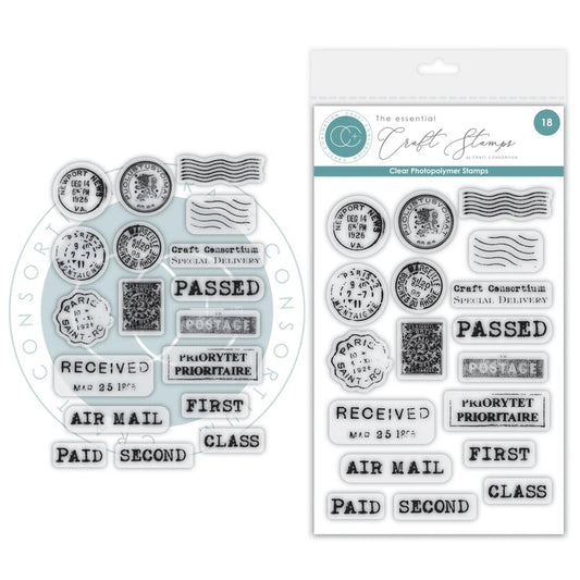 Craft Consortium The Collector A6 Clear Photopolymer Stamp Set Postage