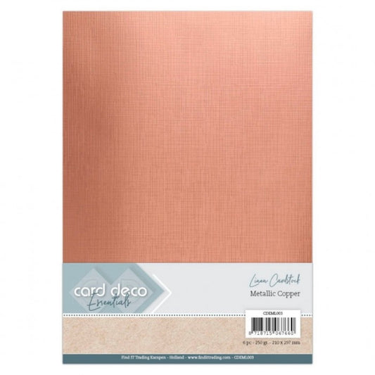 Card Deco Linen Cardstock A4 Metallic Copper (6pcs)