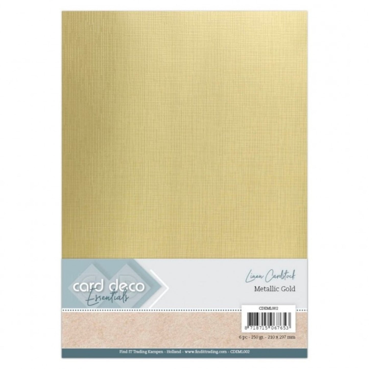 Card Deco Linen Cardstock A4 Metallic Gold (6pcs)