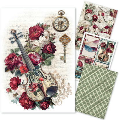 Ciao Bella Bohemian Burgundy A4 Rice Paper Mixed (4pcs)