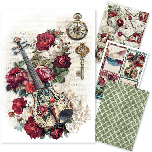 Ciao Bella Bohemian Burgundy A4 Rice Paper Mixed (4pcs)