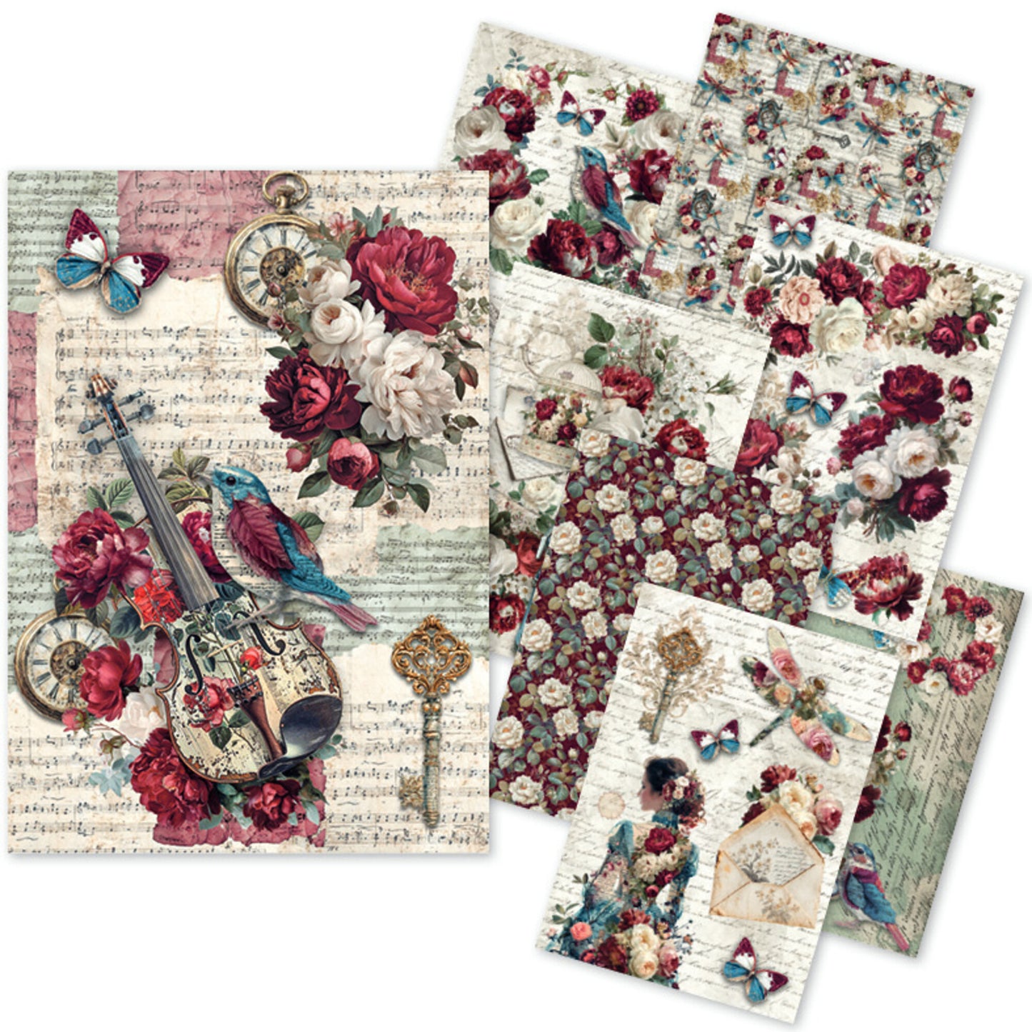 Ciao Bella Bohemian Burgundy A5 Rice Paper Mixed (8pcs)