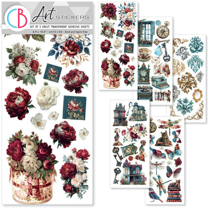 Ciao Bella Bohemian Burgundy Transparent Adhesive Sheets (5pcs)