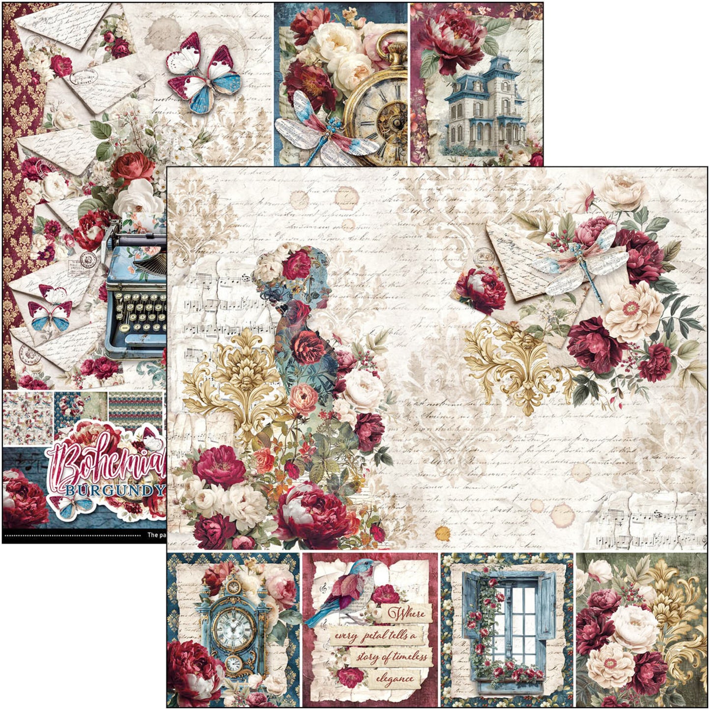 Ciao Bell Bohemian Burgundy 12x12 Inch Paper Pad (12pcs)