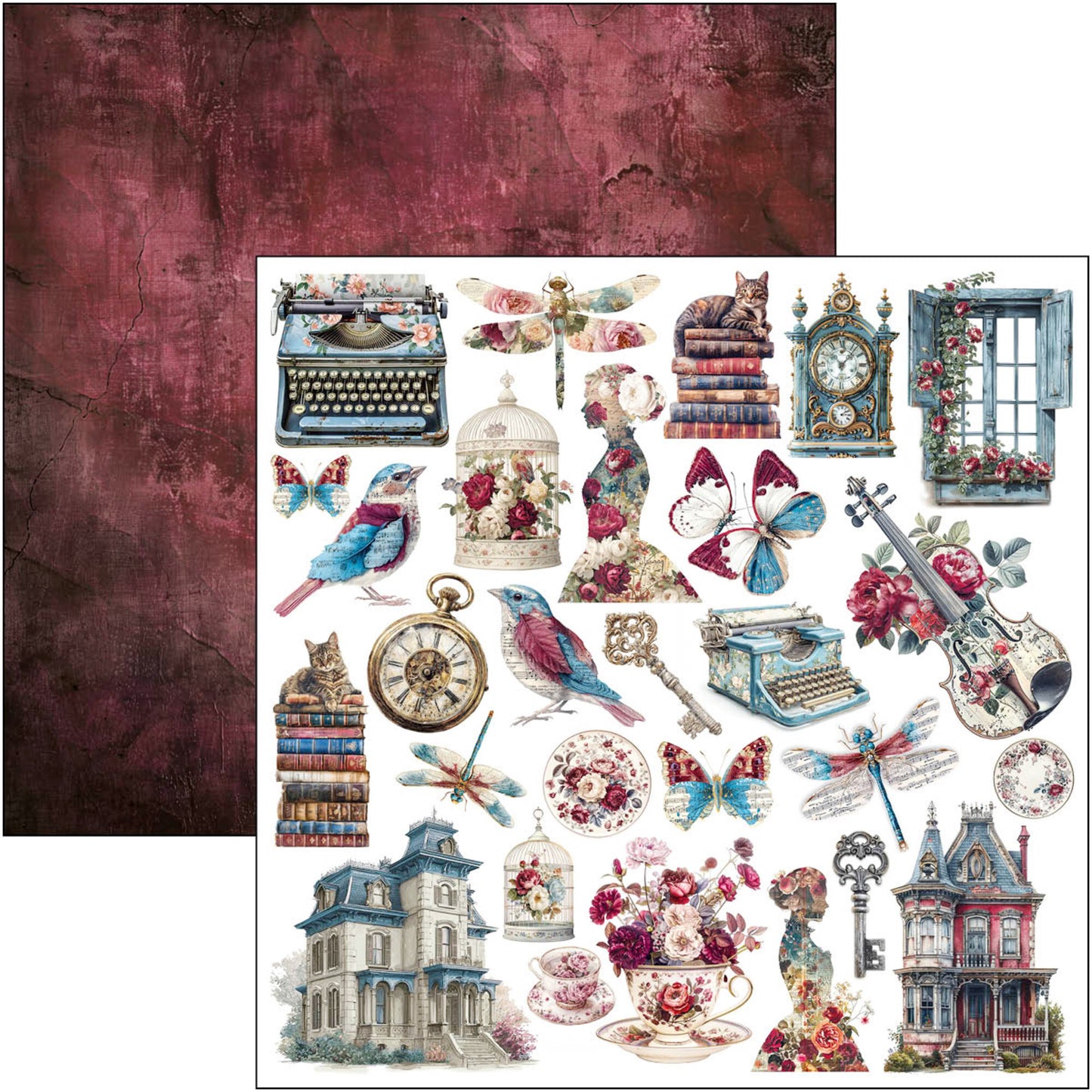 Ciao Bell Bohemian Burgundy 12x12 Inch Paper Pad (12pcs)