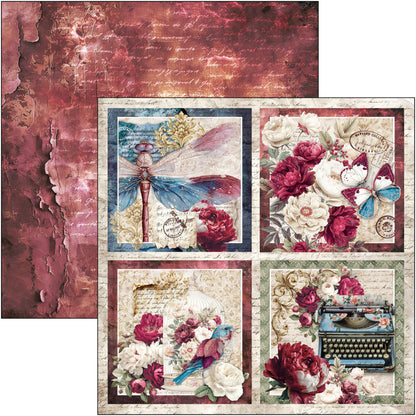 Ciao Bell Bohemian Burgundy 12x12 Inch Patterns Pad (8pcs)