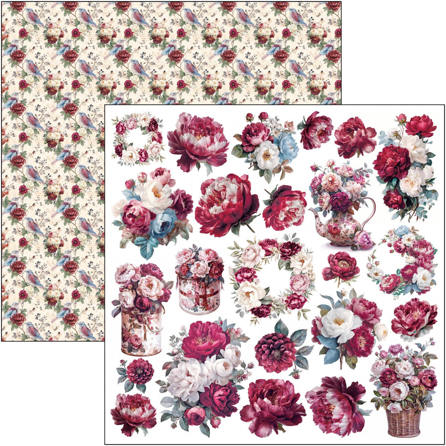 Ciao Bell Bohemian Burgundy 12x12 Inch Patterns Pad (8pcs)