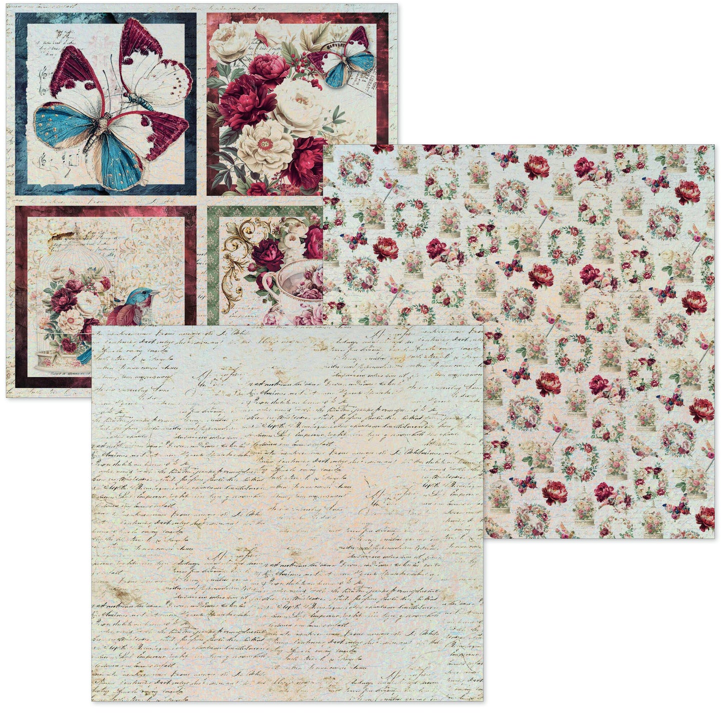Ciao Bella Bohemian Burgundy 6x6 Inch Deluxe Paper Silver & Vellum Dual Pack Mixed (6pcs)