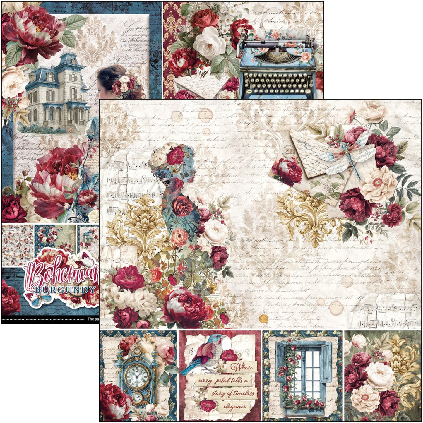 Ciao Bell Bohemian Burgundy 8x8 Inch Paper Pad (12pcs)