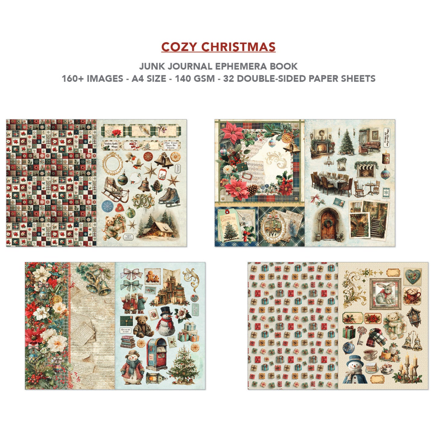 Ciao Bella Cozy Christmas A4 Junk Journal Ephemera Book (32pcs)
