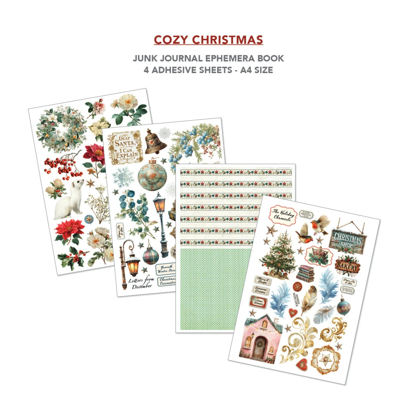 Ciao Bella Cozy Christmas A4 Junk Journal Ephemera Book (32pcs)