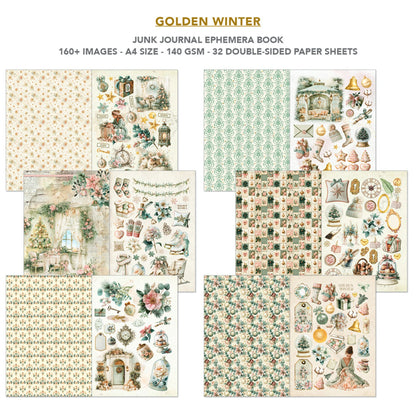 Ciao Bella Golden Winter A4 Junk Journal Ephemera Book (32pcs)