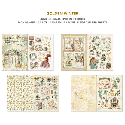 Ciao Bella Golden Winter A4 Junk Journal Ephemera Book (32pcs)