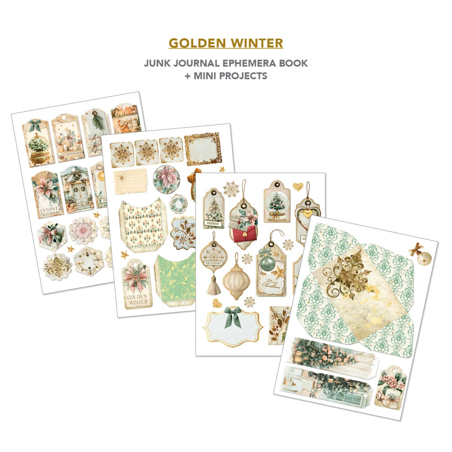 Ciao Bella Golden Winter A4 Junk Journal Ephemera Book (32pcs)
